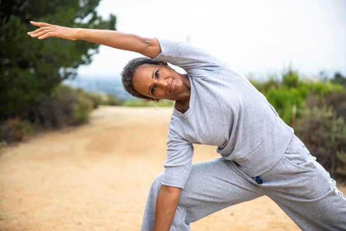 African American woman stretching