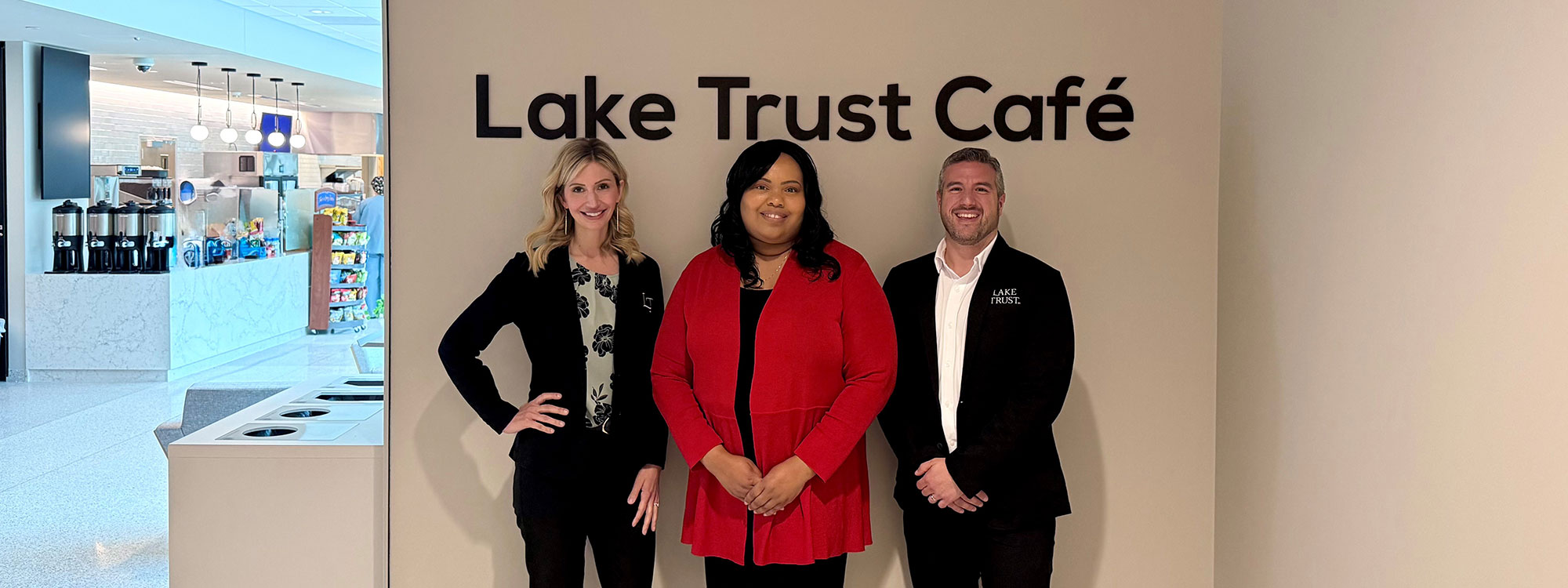 Lake Trust representatives Amanda Huszti-Vickers, AVP, Community Impact; Brandalynn Winchester-Middlebrook, EVP and Chief People & Purpose Officer and Brian Adams, AVP, Member Engagement