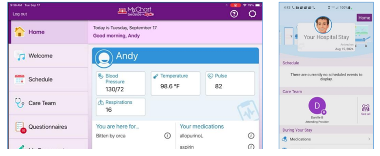View hospital stay screenshot